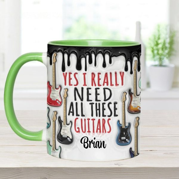 Yes I Really Do Need All These Guitars - Personalized Guitar Accent Mug