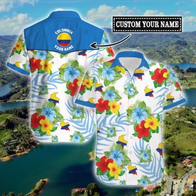 Custom Name Proud Colombia Personalized Hawaiian Shirt