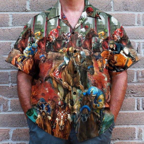 To Win Horse Racing Men'S Button'S Up Shirts Hawaiian Shirt