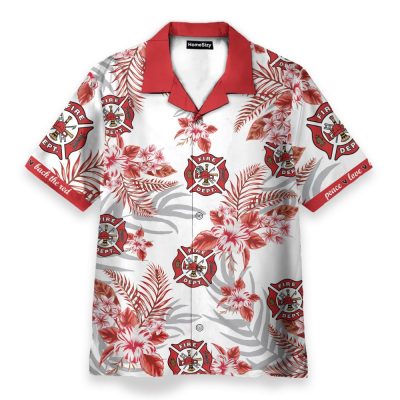 Firefighter Fire Rescue Men'S Button'S Up Shirts Hawaiian Shirt & Beach Shorts