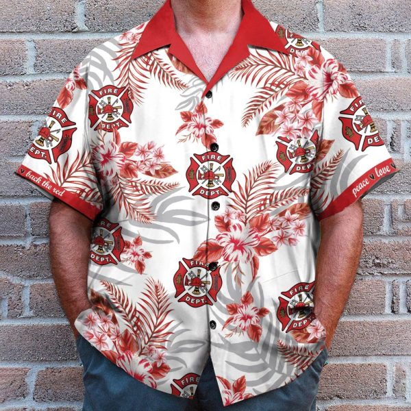 Firefighter Fire Rescue Men'S Button'S Up Shirts Hawaiian Shirt & Beach Shorts