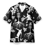 Black And White Disc Golf And Tree Hibiscus Pattern Hawaiian Shirt