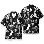 Black And White Disc Golf And Tree Hibiscus Pattern Hawaiian Shirt
