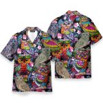 Tropical Colorful Owl Men'S Button'S Up Shirts Hawaiian Shirt