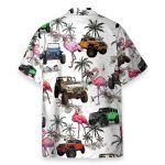 Colorful Jeep Cars And Flamingo Hawaiian Shirt