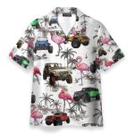 Colorful Jeep Cars And Flamingo Hawaiian Shirt