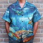 Freediving With Sea Turtles Hawaiian Shirt