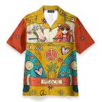 Hippie Cow On Peace Bus Men'S Button'S Up Shirts Hawaiian Shirt