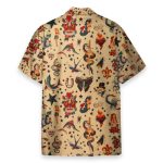 Old School Tatoo Summer Men'S Button'S Up Shirts Hawaiian Shirt & Beach Shorts