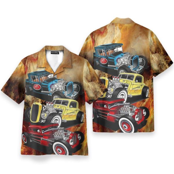 Hot Rod Car Men'S Button'S Up Shirts Hawaiian Shirt