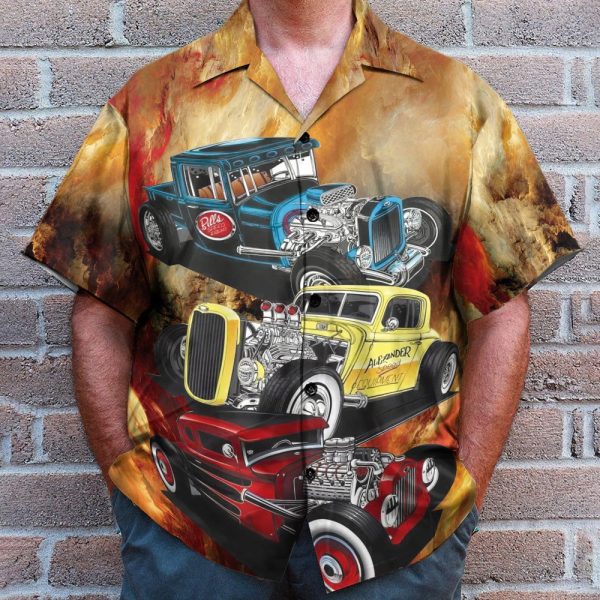 Hot Rod Car Men'S Button'S Up Shirts Hawaiian Shirt