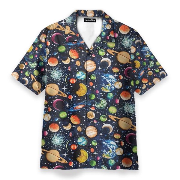 Solar System, Galaxy, Universe Pattern Hawaiian Shirt & Beach Shorts