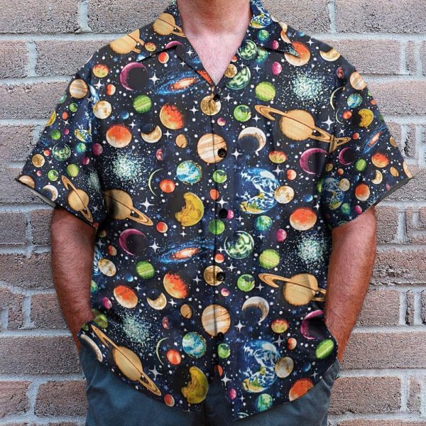 Solar System, Galaxy, Universe Pattern Hawaiian Shirt & Beach Shorts