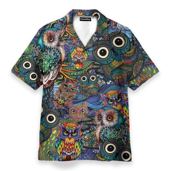 Colorful Hippie Owls Peace Life Hawaiian Shirt