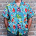 Mighty Morphin Power Ranger Blue Tropical Cosplay Costume Hawaiian Shirt