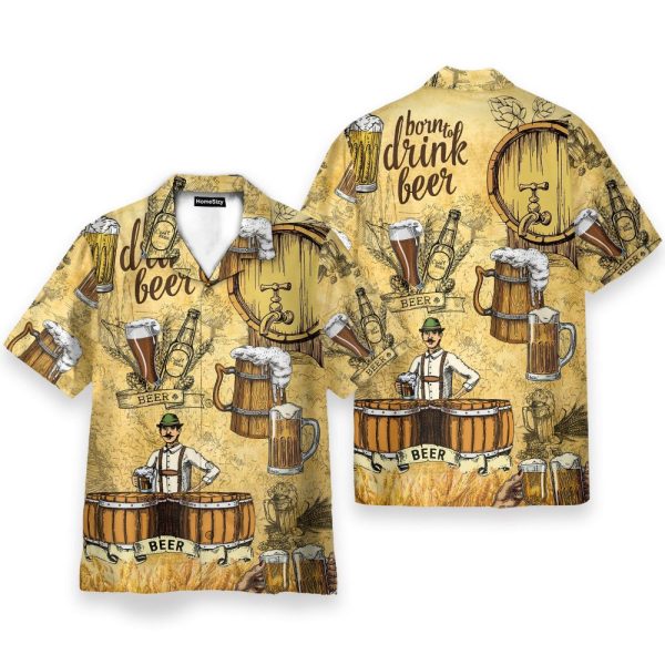 Drink Beer Men'S Button'S Up Shirts Hawaiian Shirt