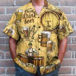 Drink Beer Men'S Button'S Up Shirts Hawaiian Shirt