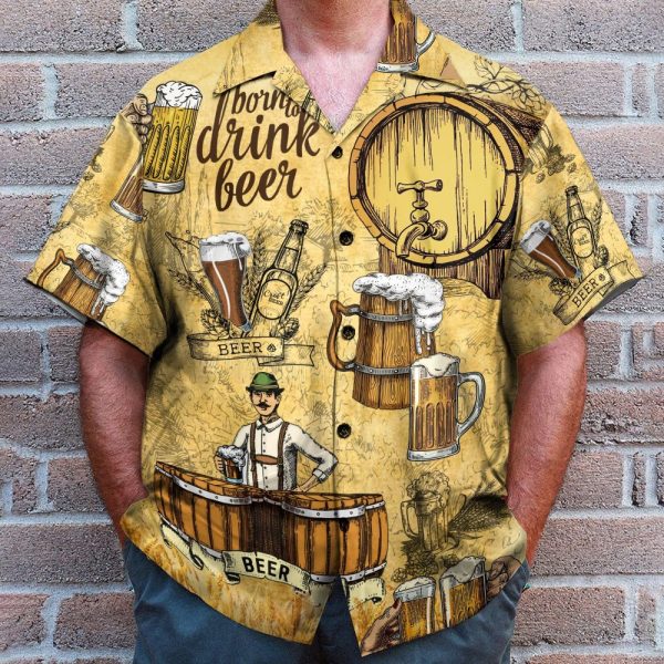 Drink Beer Men'S Button'S Up Shirts Hawaiian Shirt