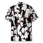 Funny Penguin Pattern Black White Hawaiian Shirt