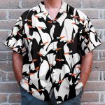 Funny Penguin Pattern Black White Hawaiian Shirt