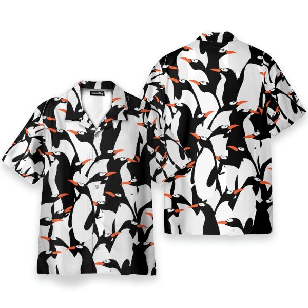 Funny Penguin Pattern Black White Hawaiian Shirt