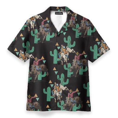 Rodeo Cactus Bull Riding Summer Hawaiian Shirt