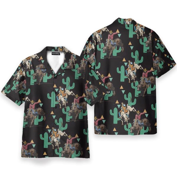 Rodeo Cactus Bull Riding Summer Hawaiian Shirt