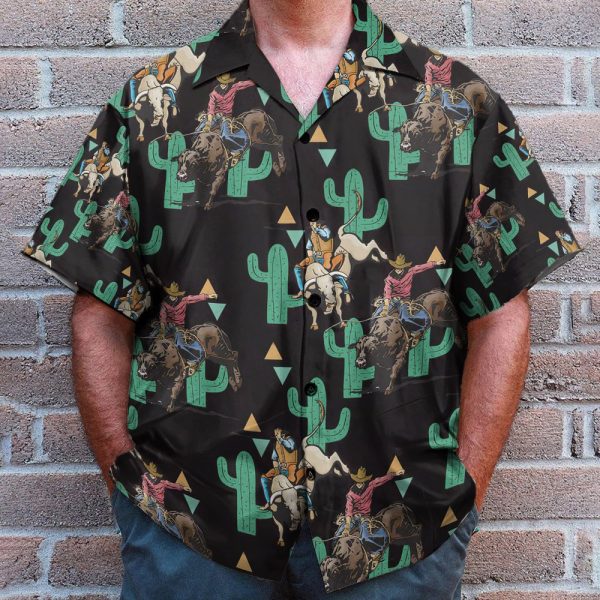 Rodeo Cactus Bull Riding Summer Hawaiian Shirt