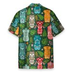 Tiki Tropical Green Men'S Button'S Up Shirts Hawaiian Shirt & Beach Shorts