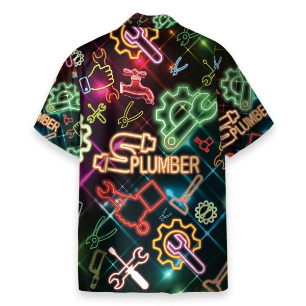 Amazing Neon Plumber Men'S Button'S Up Shirts Hawaiian Shirt