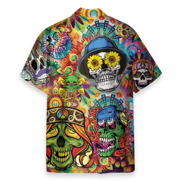 Hippie Skull Men'S Button'S Up Shirts Hawaiian Shirt