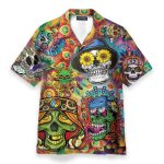 Hippie Skull Men'S Button'S Up Shirts Hawaiian Shirt