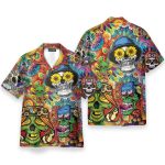 Hippie Skull Men'S Button'S Up Shirts Hawaiian Shirt