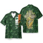 Saint Patrick'S Day Shamrock Celtic Cross Harp Irish Hawaiian Shirt