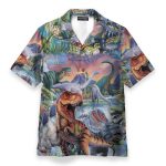 Dinosaur World Men'S Button'S Up Shirts Hawaiian Shirt
