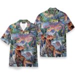 Dinosaur World Men'S Button'S Up Shirts Hawaiian Shirt