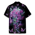 Color Splash Skull And Butterfyies Purple Hawaiian Shirt