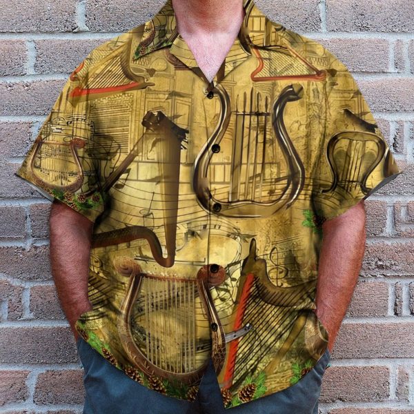 Ancient Harp Men'S Button'S Up Shirts Hawaiian Shirt