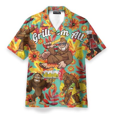 Bigfoot Grill 'Em All Funny Barbecue Hawaiian Shirt