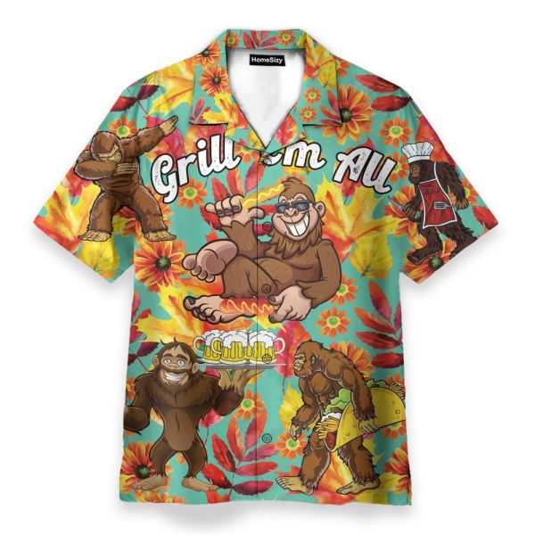 Bigfoot Grill 'Em All Funny Barbecue Hawaiian Shirt