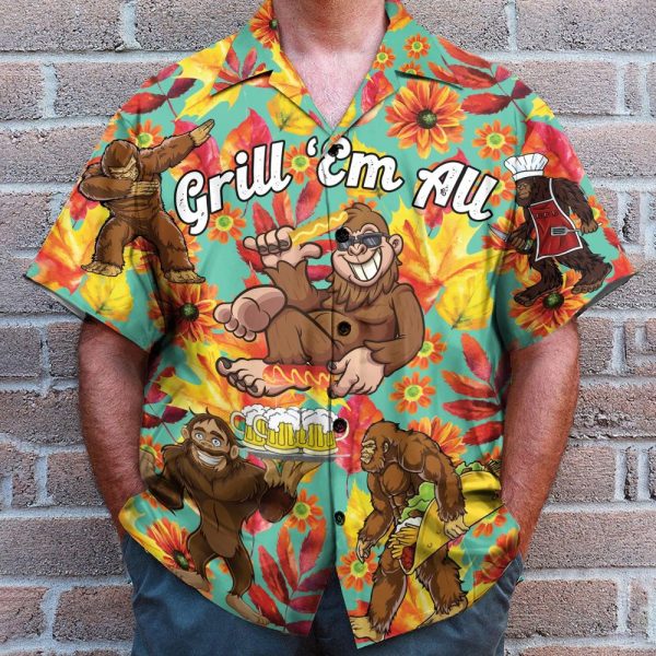 Bigfoot Grill 'Em All Funny Barbecue Hawaiian Shirt