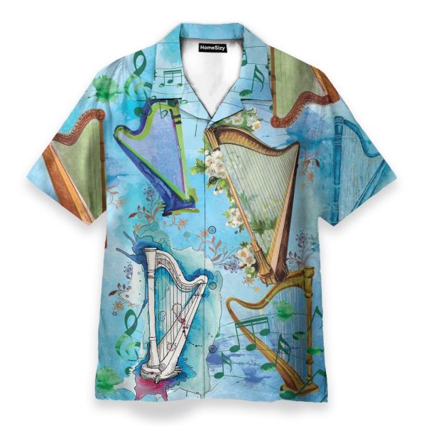 Harp Is My Life Men'S Button'S Up Shirts Hawaiian Shirt