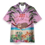 Sloth Just Chilling Funny Button'S Up Shirts Hawaiian Shirt