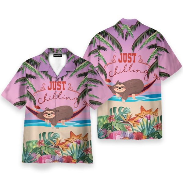 Sloth Just Chilling Funny Button'S Up Shirts Hawaiian Shirt