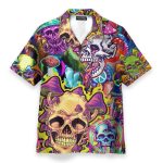 Skull Colorful Printed Casual Abstract Hippie Style Hawaiian Shirt