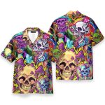 Skull Colorful Printed Casual Abstract Hippie Style Hawaiian Shirt