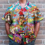 Colorful Mushroom Hippie Funny Button'S Up Shirts Hawaiian Shirt