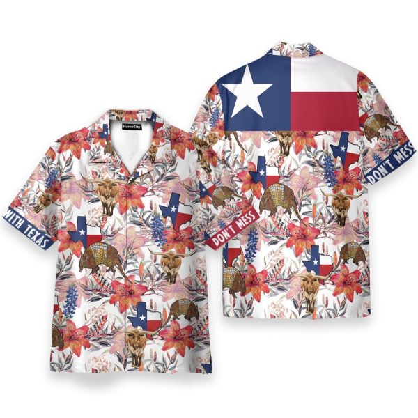 Texas Longhorn Bluebonnet And Armadillo Hawaiian Shirt