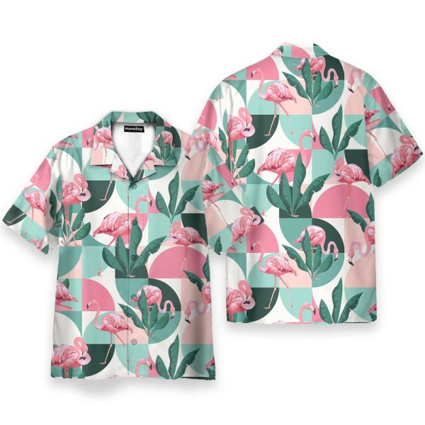 Flamingo Exotic Patchwork Patterns Hawaiian Shirt & Beach Shorts
