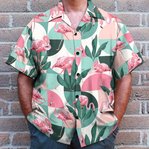 Flamingo Exotic Patchwork Patterns Hawaiian Shirt & Beach Shorts